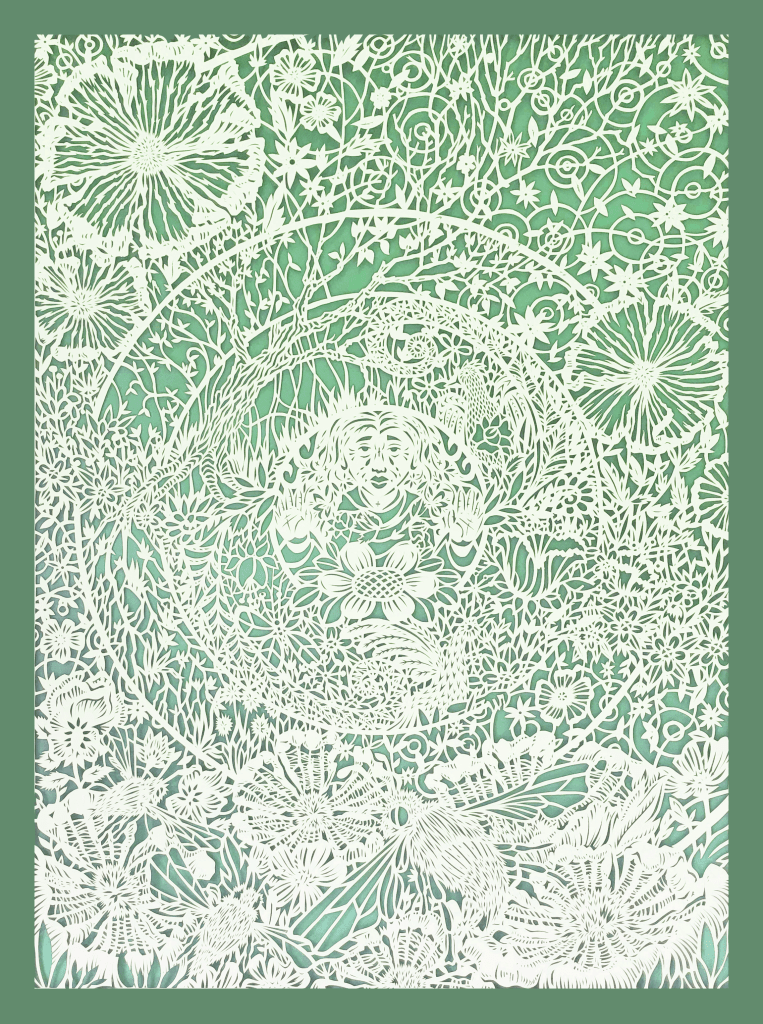 Pray The Greening , a papercut piece by Debra Collins